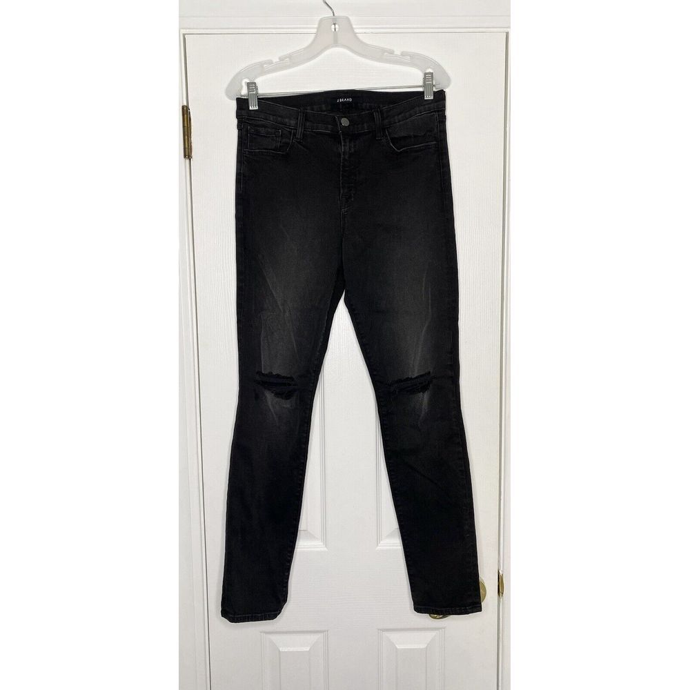 J Brand Women's Denim Skinny Leg Jeans Distressed Vanta Black 32